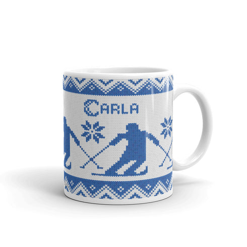 Nordic Skier Personalized Knitting Mug